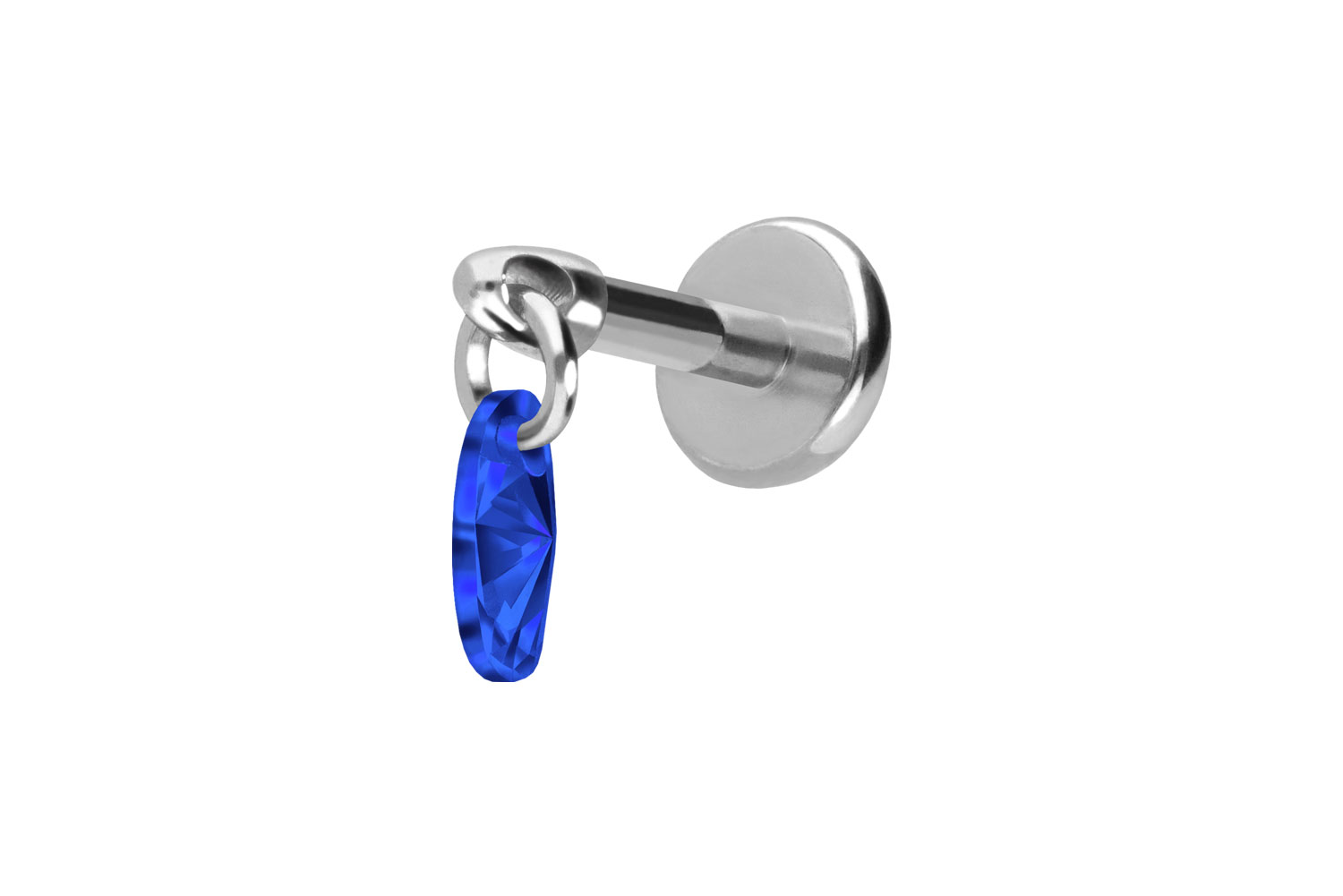 Titan Labret Piercing mit Push Fit KRISTALLOVAL